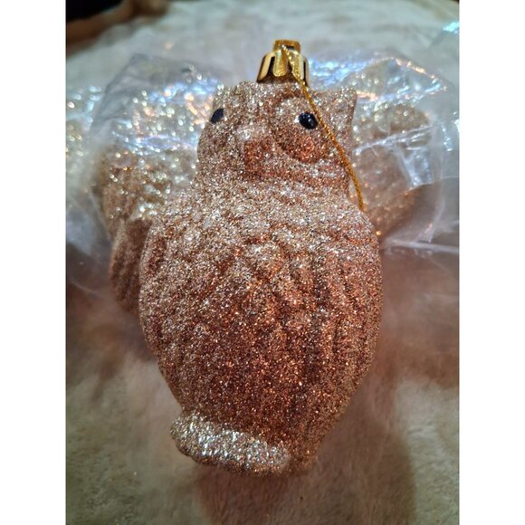 NEW Set Of 5 Glitter Owl Hanging Christmas Ornaments 4.5x2.5 - Picture 2 of 6